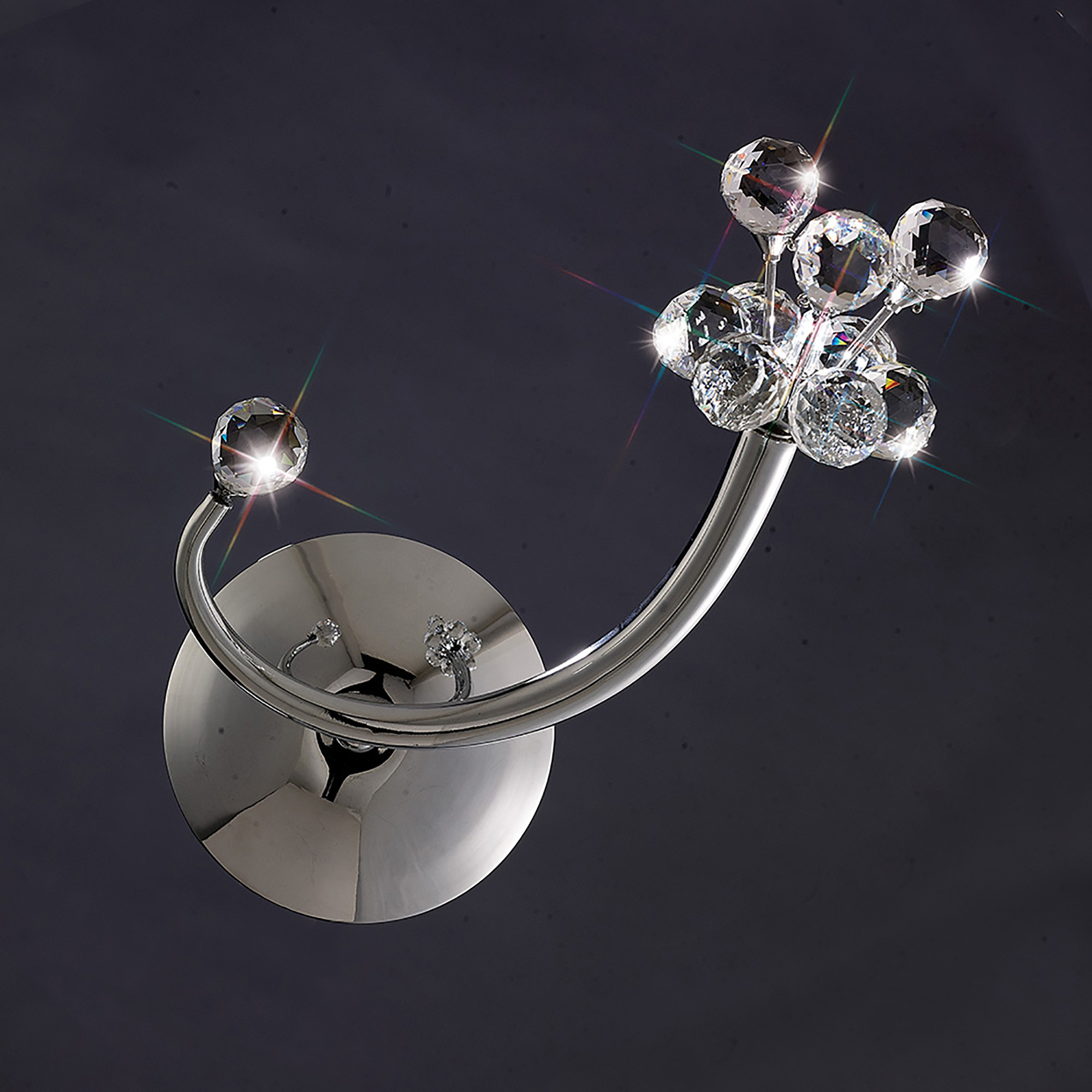 Octavia Polished Chrome Crystal Wall Lights Diyas Flush Crystal Wall Lights